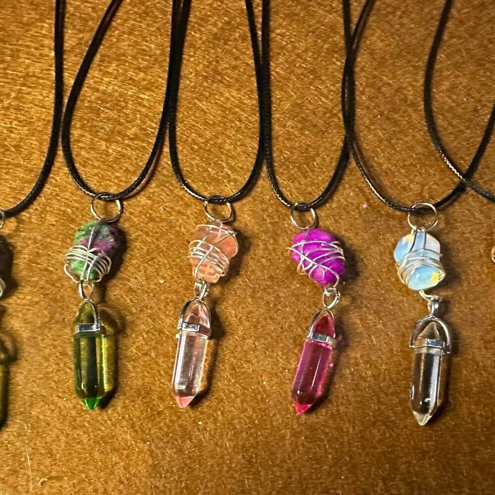 Hand wrapped Coffin stone necklaces